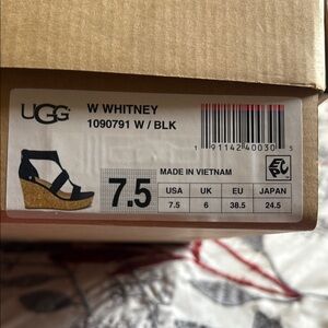 EUC UGG Black and Tan Wedge Sandals